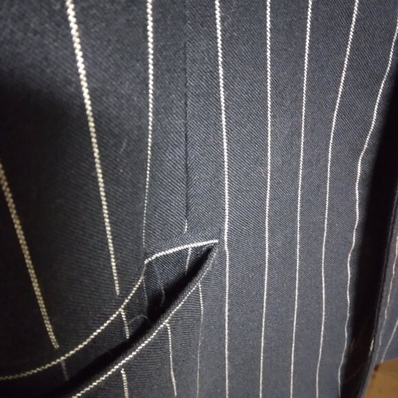 Saville (classic/vintage) Petite Pinstripe Ladies Suit, Navy Blue, 6P - Picture 6 of 10